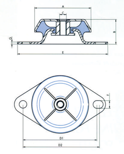 Vibration Mount, 60&deg; Shore, Inner Thread M8, Dims. 85x54x25mm, Max. 600n (Stiffness 180n/Mm) - 063100 01 72dpi - 9063100