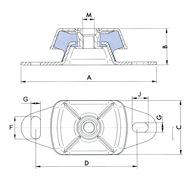 Flexible Anti Vibration Mount 'Medium', 75&deg; Shore, Stift M16, Dims. 183x75x50mm, Max. 400kg - 063235 s 01 72dpi - 9063275/S