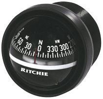 Ritchie Compass Model 'Explorer V-57.2', 12v, Dash Mount Compass, Dial Ø69,9mm/5°, Black - 067030 72dpi - 9067030