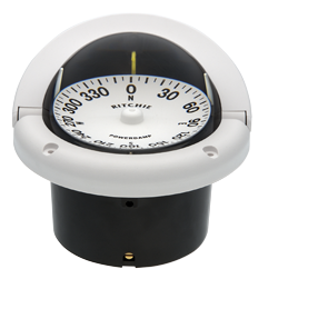 Ritchie Compass Model 'Helmsman', Hf-742w, 12v, Flush Mount Compass, Dial &Oslash;95mm/5&deg;, White - 067077 72dpi - 9067077