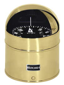 Ritchie Compass 'Globemaster D-615-X', 12/24/32v, Binnacle Mount, &Oslash;152,4mm/2 Of 5&deg;, Brass (Power) - 067396 72dpi - 9067396