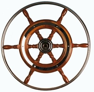 6-Spoke Wheel 'Type 3' Classic Mahogany Wheel With Stainless Steel Rim Incl. Adapter, &Oslash;700mm - 068342 - 9068370