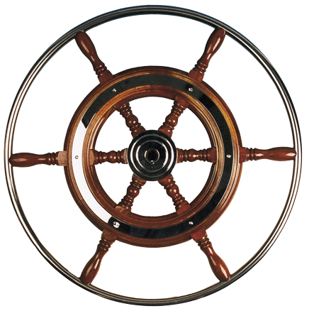 Allpa 6-Spoke Wheel 'Type 3' Classic Mahogany Wheel With Stainless Steel Rim Incl. Adapter, Ø490mm - 068349 72dpi - 9068349