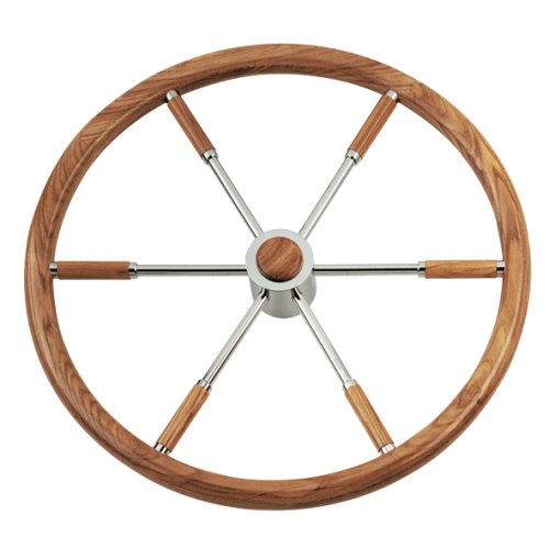 6-Spoke Wheel 'Type 6' Stainless Steel With Mahogany Rim, Finger Grip And Incl. Adapter 2 Shaft Cones, &Oslash;500mm - 068650 72dpi 1 - 9068650