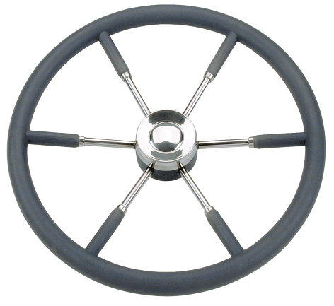 6-Spoke Wheel 'Type 9' Stainless Steel With Black P.u. Rim, &Oslash;450mm - 068945 72dpi - 9068945