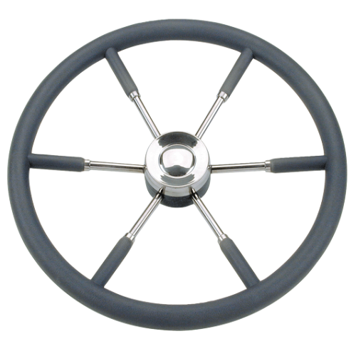 6-Spoke Wheel 'Type 9' Stainless Steel With Black P.u. Rim, &Oslash;700mm - 068970 72dpi - 9068970