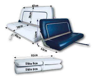 Springfield Folding Bench 'Coach De Luxe Twin', Navy; Dim. 51x94x44cm - 069222 dims - 9069222