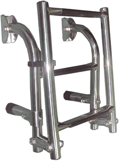 Stainless Steel Bathing Ladder, 1+2-Steps With Plastic Steps, Unfolded 235x600mm, Tube &Oslash;22mm - 069806 - 9069806