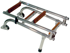 Stainless Steel Bathing Ladder, 2+2-Steps With Teak Wooden Steps, Dims. Unfolded 235x880mm, Tube &Oslash;22mm - 069811 72dpi - 9069811