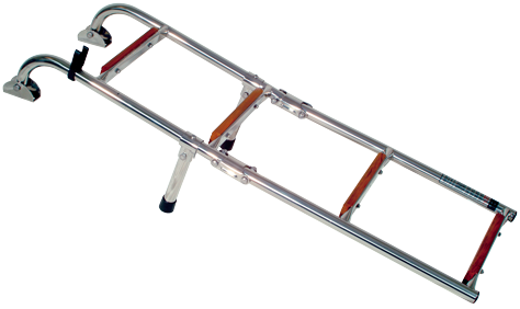 Stainless Steel Bathing Ladder, 2+3-Steps With Teak Wooden Steps, Dims. Unfolded 254x1085mm, Tube &Oslash;22mm - 069813 01 72dpi - 9069813