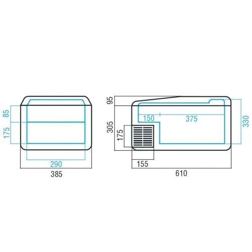Portable Refrigerator Model VF35P, 35l, 680x410x440mm, 12/24v, Nominal Consumption 31w/H, Internal Cooling Unit - 075620 01 72dpi - 9075620