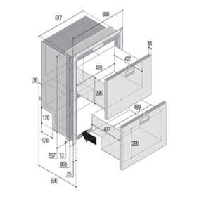 Stainless Steel Drawer Freezer & Cooler 'Sea Drawer' Model 'Dw180dtx', 80l & 64l, 12/24v, Int. Cooling Unit - 075812tek 72dpi - 9075812