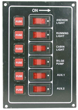 Aluminum Circuit Panel, 12v, 125x115mm, 4-Position (Lighted), 5a Glass Fuses - 078270 72dpi - 9078270