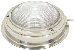 Brass Dome Light With Ribbed Lens, 12v /15w, A=140mm, B=98mm, With Ventilation & Switch - 078362 72dpi - 9078362