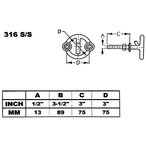 Stainless Steel Ski Tow Ring, Material &Oslash;12mm, Thread M10 - 078396 01 72dpi - 9078396