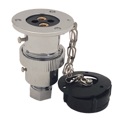 Chromed-Brass Watertight Connector, 5a, 2-Pins, Complete With Cover - 078465 - 9078465