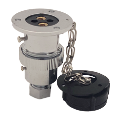 Chromed-Brass Watertight Connector, 5a, 2-Pins, Complete With Cover - 078465 - 9078465