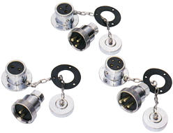 Chromed-Brass Watertight Connector, 5a, 3-Pins, Complete With Cover - 078466 72dpi - 9078466