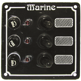 Aluminum Circuit Panel, 12v/24v, 102x100mm, 3-Position, 5a Glass Fuses & Indicator Lights - 078615 0 72dpi - 9078615