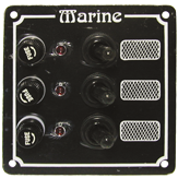 Aluminum Circuit Panel, 12v/24v, 102x100mm, 3-Position, 5a Glass Fuses & Indicator Lights - 078615 72dpi - 9078615