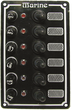 Aluminum Circuit Panel, 12v, 170x100mm, 6-Position, 5a Glass Fuses & Indicator Lights - 078617 72dpi - 9078617