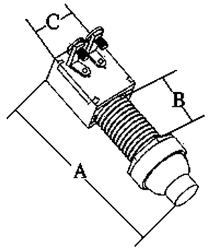 Push Button 12v, 2-Positions, A=28mm, B=14mm, C=18mm, With Red Button, Max. 20a - 078636 01 72dpi - 9078636