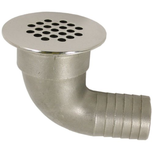 Stainless Steel Discharge 90&deg; With Grid, Dims. A=25mm, B=15mm, C=36mm, D=42mm - 078687 72dpi - 9078687