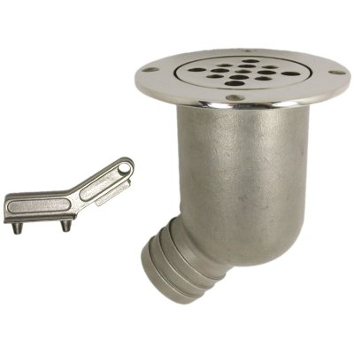 Stainless Steel Discharge Elbow With Stainless Steel Cover, 38x58x115x91mm, Complete With Key - 078690 72dpi - 9078690