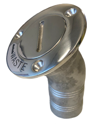 Stainless Steel Deck Entries 'Waste', Hose Connection &Oslash;38mm, Flange &Oslash;76mm, 30&deg; Model - 078716 72dpi 1 - 9078716