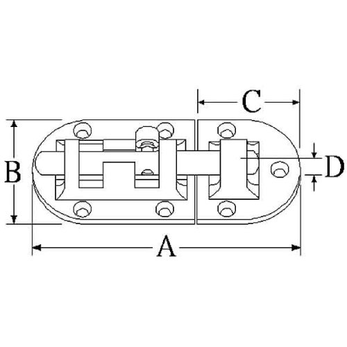 Stainless Steel Barrel Bolt, A=90mm, B=38mm, C=36mm, D=17mm - 078865 1 72dpi - 9078865