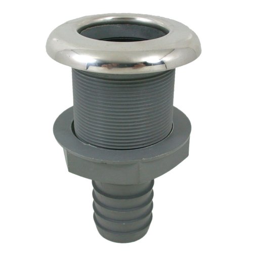 Plastic Straight Skin Fitting With Stainless Steel Flange, &Oslash;3/4"X19mm, L=86mm, Flange &Oslash;48mm - 078922 72dpi - 9078922
