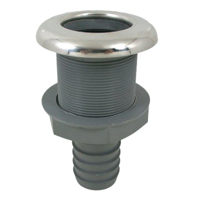Plastic Straight Skin Fitting With Stainless Steel Flange, &Oslash;2"X52mm, L=130mm, Flange &Oslash;82mm - 078927 72dpi - 9078927