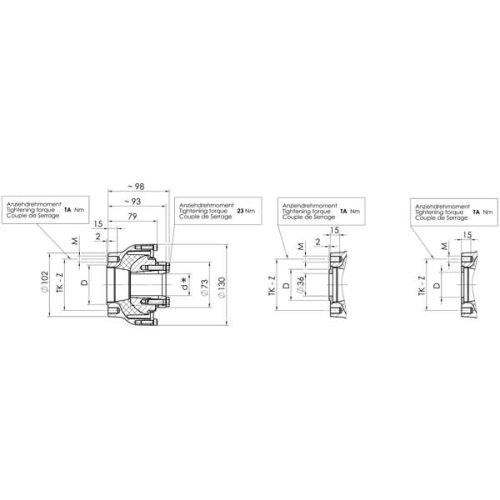 Centaflex Coupling, M-127 3.7, Max. 250nm (Pleasure), D=42mm, Tk=62mm, Z=6x60&deg;, M=M6 - 088001 37 02 72dpi - 9088001/37