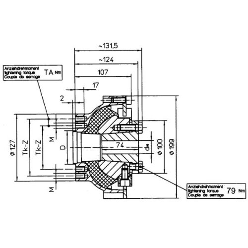 Centaflex Coupling, M-160 2.2, Max. 500nm (Pleasure), D=50mm, Tk=78mm, Z=4x90&deg;, M=M10 - 088002yanmar 1 72dpi - 9088002YANMAR