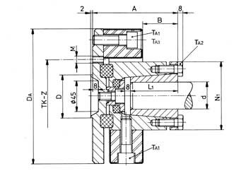 Centaflex Coupling, Am-140 1.2, Max. 1875nm (Pleasure), D=63,5mm, Tk=108mm, Z=8x45&deg;, M=M10 - 088014 2 72dpi - 9088014