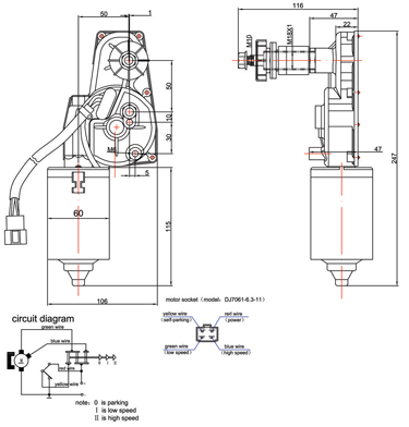 Windshield Wiper Motor (Zd2330c) Model 'Echo' - 24v/30w - 096022 01 72dpi - 9096022
