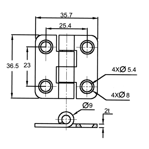 Stainless Steel Covered Hinge, 37x36x2mm - 098113 1 72dpi - 9098113