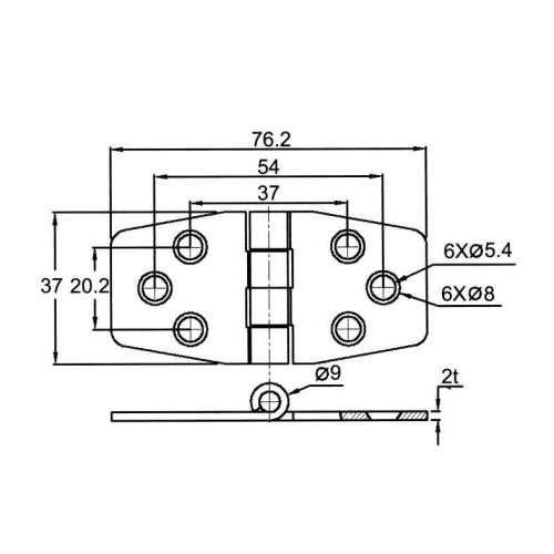 Stainless Steel Covered Hinge, 76x37x2mm - 098115 1 72dpi - 9098115