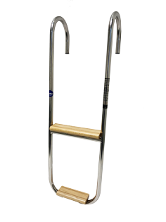 S.s. Bathing Ladder 2-Steps Fixed Mounted Mirror Support; Teak Wooden Steps - 110033 72dpi - 110033