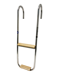 S.s. Bathing Ladder 2-Steps Fixed Mounted Mirror Support; Teak Wooden Steps - 110033 72dpi - 110033