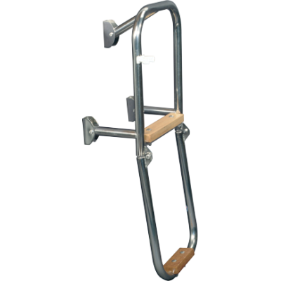 Stainless Steel Bathing Ladder, 2-Steps Lined With Wood, Dims. Unfolded 240x685mm, Tube &Oslash;20mm - 110053 72dpi - 110053