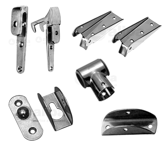 Parts and fastening bathing ladders
