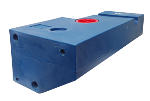 Blue Waste Water Tank Of Polyethylene, Space Saving Sloping Side, 75l, 800x430x290mm - 184275 new 72dpi - 184275