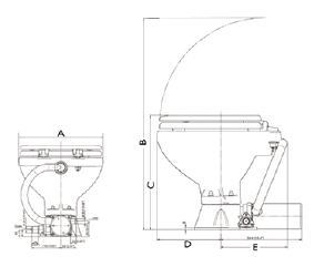 Space Saver Electric Toilet, 24v, Inlet &Oslash;19mm, Outlet &Oslash;25mm, Weight 9kg (Soft-Close) - 259019 tek 72dpi - 259019
