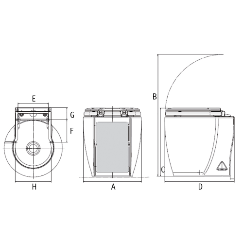 Electric Toilet Model 'Laguna Hydro-Vacuum', 24v/8a - 259028 04 - 259028