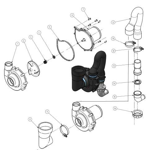 Pump Body, Macerator-Impeller, Mechanical Seal - 259130 72dpi - 259130