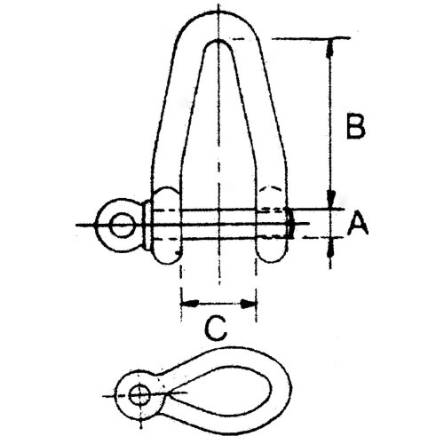 Stainless Steel Shackle (Twisted Form), A=&Oslash;5mm, B=35mm, C=11mm (Breaking Load 830kg) - 283100 01 72dpi - 283100