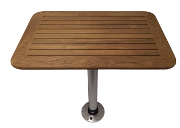 Teak tables with pedestal and base