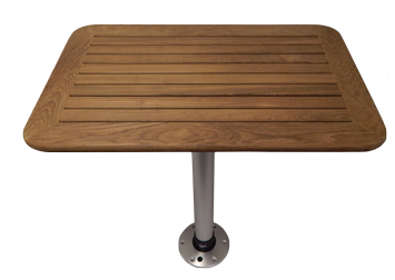 Table Teak 370x600x25mm Set With Pedestal (H=686mm) And Base - 369091 - 369091