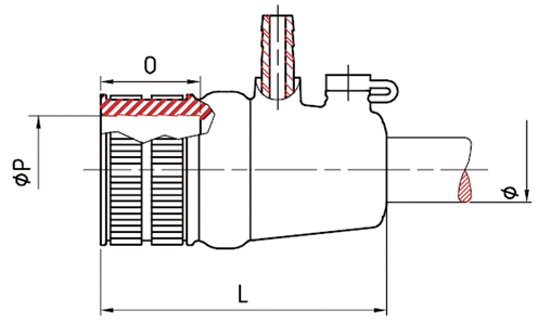 Radice Self-Aligning Rubber Inner Bearing With Water Inlet, For Propeller Shaft &Oslash;25mm & Tube &Oslash;39mm - 463425 03 72dpi - 463425